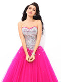 Ball Gown Beading Sweetheart Sleeveless Long Satin Quinceanera Dresses TPP0003042