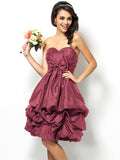 A-Line/Princess Sweetheart Bowknot Sleeveless Short Taffeta Bridesmaid Dresses TPP0005449