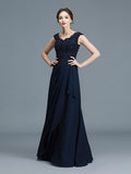 A-Line/Princess V-neck Ruffles Floor-Length Chiffon Sleeveless Mother of the Bride Dresses TPP0007258