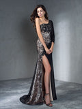 Trumpet/Mermaid One-Shoulder 3/4 Sleeves Long Lace Dresses TPP0003327