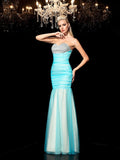 Sheath/Column Sweetheart Sequin Sleeveless Long Net Dresses TPP0003927