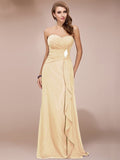 Sheath/Column Sweetheart Sleeveless Long Beading Ruffles Chiffon Bridesmaid Dresses TPP0005224