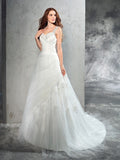 Ball Gown Straps Applique Sleeveless Long Net Wedding Dresses TPP0006551