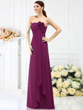 A-Line/Princess Strapless Hand-Made Flower Sleeveless Long Chiffon Bridesmaid Dresses TPP0005590