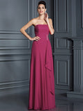 A-Line/Princess Strapless Beading Sleeveless Long Chiffon Bridesmaid Dresses TPP0005573