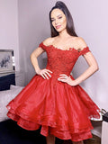 Ball Gown Off-the-Shoulder Cut Short With Applique Organza Homecoming Dresses TPP0004111