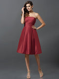 A-Line/Princess Strapless Sleeveless Short Taffeta Bridesmaid Dresses TPP0005359