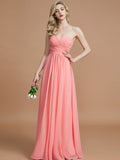 A-Line/Princess Sweetheart Sleeveless Floor-Length Chiffon Bridesmaid Dresses TPP0005518