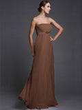 A-Line/Princess Strapless Sleeveless Beading Long Chiffon Bridesmaid Dresses TPP0005500