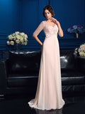 A-Line/Princess V-neck Beading 1/2 Sleeves Long Chiffon Mother of the Bride Dresses TPP0007115