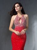 Trumpet/Mermaid Halter Beading Sleeveless Long Chiffon Dresses TPP0002024