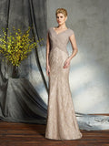 Sheath/Column V-neck 3/4 Sleeves Long Chiffon Mother of the Bride Dresses TPP0007339