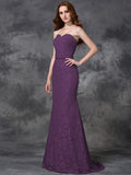 Trumpet/Mermaid Sweetheart Applique Sleeveless Long Satin Bridesmaid Dresses TPP0005296