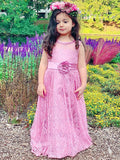 A-Line/Princess Lace Sash/Ribbon/Belt Scoop Sleeveless Ankle-Length Flower Girl Dresses TPP0007494