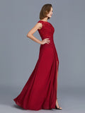 Sheath/Column Scoop Sleeveless Chiffon Ruffles Floor-Length Mother of the Bride Dresses TPP0007361