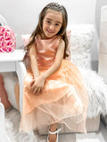 A-Line/Princess Tulle Bowknot Scoop Sleeveless Tea-Length Flower Girl Dresses TPP0007500