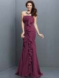 Trumpet/Mermaid Strapless Pleats Sleeveless Long Chiffon Bridesmaid Dresses TPP0005428