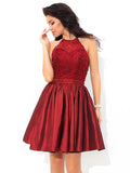 A-Line/Princess Halter Beading Sleeveless Short Taffeta Cocktail Dresses TPP0008370