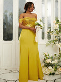 Sheath/Column Stretch Crepe Sequin Off-the-Shoulder Sleeveless Floor-Length Bridesmaid Dresses TPP0004976