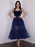 A-Line/Princess Tulle Ruffles Spaghetti Straps Sleeveless Tea-Length Homecoming Dresses TPP0004693