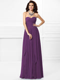 A-Line/Princess Sweetheart Pleats Ruffles Sleeveless Long Chiffon Bridesmaid Dresses TPP0003265