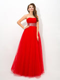 Ball Gown Strapless Beading Sleeveless Long Net Quinceanera Dresses TPP0003313