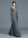 A-Line/Princess V-neck 3/4 Sleeves Ruffles Chiffon Floor-Length Mother of the Bride Dresses TPP0007295