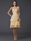 Sheath/Column Sweetheart Sleeveless Short Chiffon Bridesmaid Dresses TPP0005867