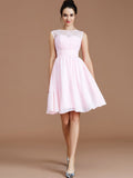 A-Line/Princess Sweetheart Sleeveless Lace Short/Mini Chiffon Bridesmaid Dresses TPP0005413