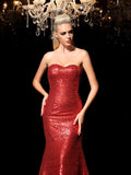 Sheath/Column Sweetheart Sequin Sleeveless Long Sequins Dresses TPP0002405