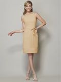 Sheath/Column Scoop Sleeveless Short Chiffon Bridesmaid Dresses TPP0005508