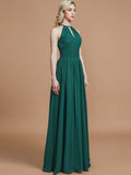 A-Line/Princess Chiffon Scoop Sleeveless Floor-Length Bridesmaid Dresses TPP0005219