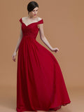 A-Line/Princess V-neck Sleeveless Floor-Length Lace Chiffon Bridesmaid Dresses TPP0005569