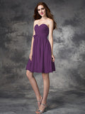 A-line/Princess Sweetheart Ruffles Sleeveless Short Chiffon Bridesmaid Dresses TPP0005552