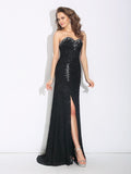 Sheath/Column Sweetheart Rhinestone Sleeveless Long Lace Dresses TPP0003494