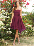 A-Line/Princess Sweetheart Hand-Made Flower Sleeveless Short Chiffon Bridesmaid Dresses TPP0005463