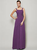 Sheath/Column Straps Sleeveless Pleats Long Chiffon Bridesmaid Dresses TPP0005157