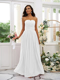 A-Line/Princess Chiffon Ruffles Strapless Sleeveless Floor-Length Bridesmaid Dresses TPP0004948