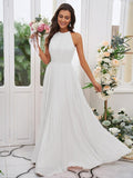 A-Line/Princess Chiffon Ruffles Halter Sleeveless Floor-Length Bridesmaid Dresses TPP0004922