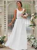 A-Line/Princess Chiffon Ruffles Scoop Sleeveless Floor-Length Bridesmaid Dresses TPP0004949