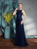 Sheath/Column Bateau Applique Sleeveless Long Net Mother of the Bride Dresses TPP0007349