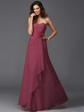 A-Line/Princess Sweetheart Hand-Made Flower Sleeveless Long Chiffon Bridesmaid Dresses TPP0005192