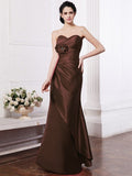 Sheath/Column Sweetheart Sleeveless Pleats Hand-Made Flower Long Elastic Woven Satin Bridesmaid Dresses TPP0005752