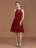 A-Line/Princess halter Sleeveless Knee-Length Chiffon Lace Bridesmaid Dress TPP0005509