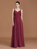 A-Line/Princess Lace Sweetheart Chiffon Ruched Floor-Length Bridesmaid Dresses TPP0005841