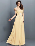 A-Line/Princess Strapless Pleats Sleeveless Long Chiffon Bridesmaid Dresses TPP0005391