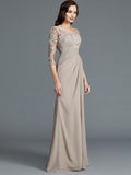 A-Line/Princess 1/2 Sleeves Scoop Applique Chiffon Floor-Length Mother of the Bride Dresses TPP0007072