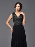 A-Line/Princess V-neck Lace Sleeveless Long Chiffon Mother of the Bride Dresses TPP0007265