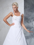 Ball Gown Straps Applique Sleeveless Long Chiffon Wedding Dresses TPP0006560