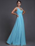 A-Line/Princess V-neck Sleeveless Long Ruffles Chiffon Bridesmaid Dresses TPP0005130